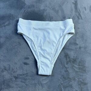 Desert Dreamer Bikini Bottoms Womens Small White Ribbed High Leg ECONYL Swim